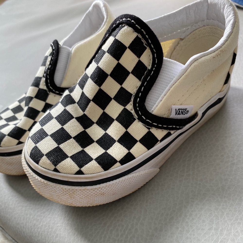 Checkered vans slip on shoes
